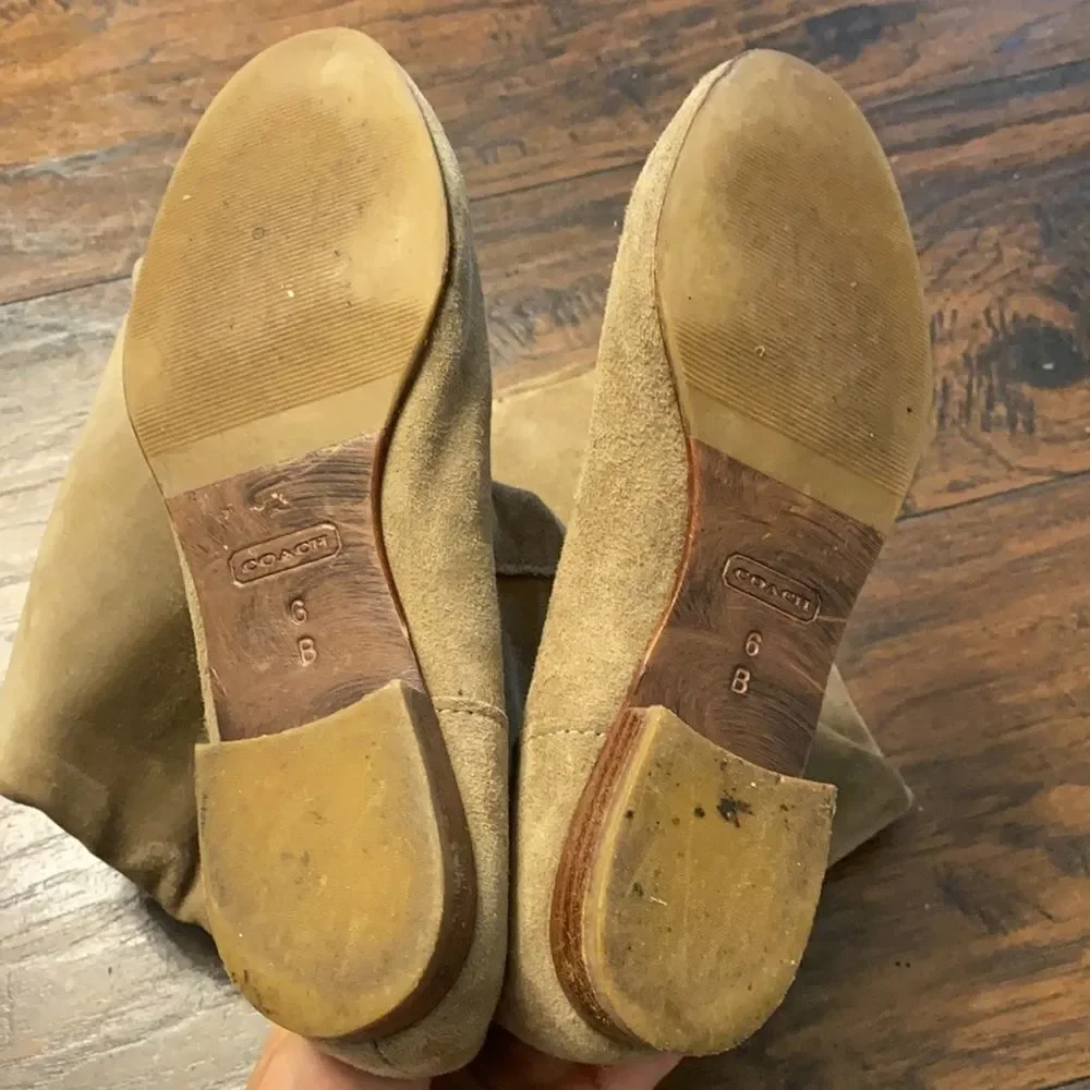 Coach Benita Dark tan  Suede Leather Knee High Boots - Size 6 b in GUC